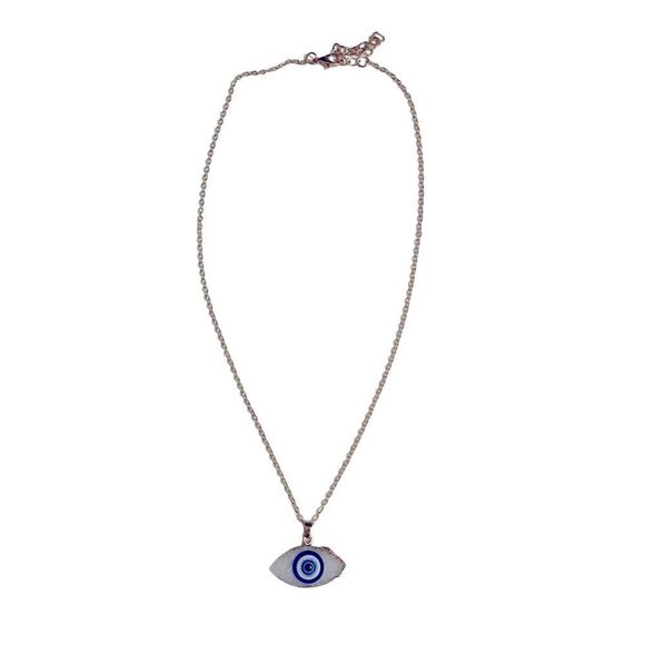 Evil Eye Bohemian Turkish Pendant Necklace w/ Gold Clavicle Chain *New* - Picture 10 of 11